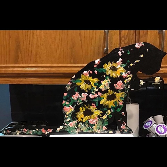 Other - SOLD 😻hand painted floral cat garden stake😻